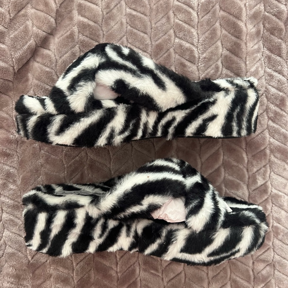 Jessica Simpson Black and White Zebra Platform Shoes
